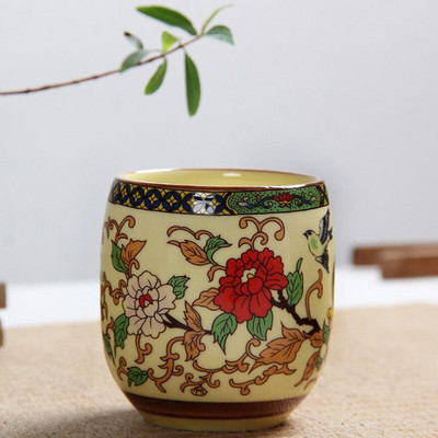 4 ks/sada modrobielych porcelánových čajových šálok 130 ml s klasickým kvetinovým vzorom, kuchynský riad na pitie