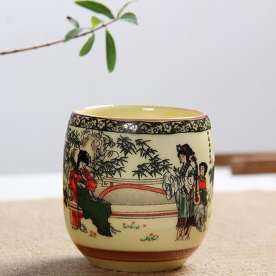 4 ks/sada modrobielych porcelánových čajových šálok 130 ml s klasickým kvetinovým vzorom, kuchynský riad na pitie