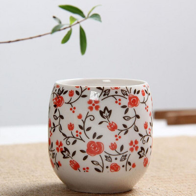 4 ks/sada modrobielych porcelánových čajových šálok 130 ml s klasickým kvetinovým vzorom, kuchynský riad na pitie