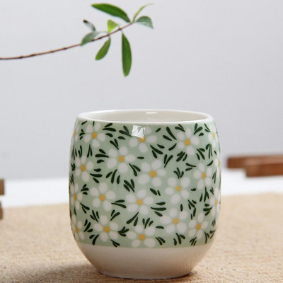 4 ks/sada modrobielych porcelánových čajových šálok 130 ml s klasickým kvetinovým vzorom, kuchynský riad na pitie
