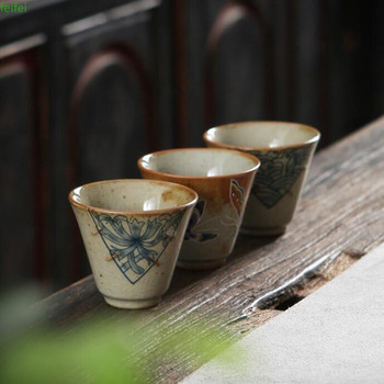 3 бр./компл. 50 мл Kungfu Чаша за чай Ru Kiln Ръчно рисувана керамична единична купа за чай Кухненски прибори за чай Инструмент за пиене на чай