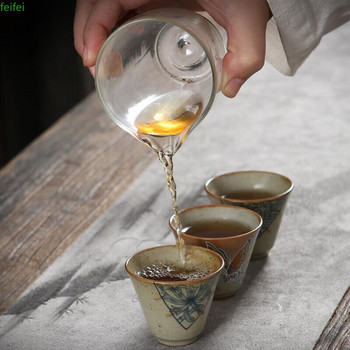3 бр./компл. 50 мл Kungfu Чаша за чай Ru Kiln Ръчно рисувана керамична единична купа за чай Кухненски прибори за чай Инструмент за пиене на чай