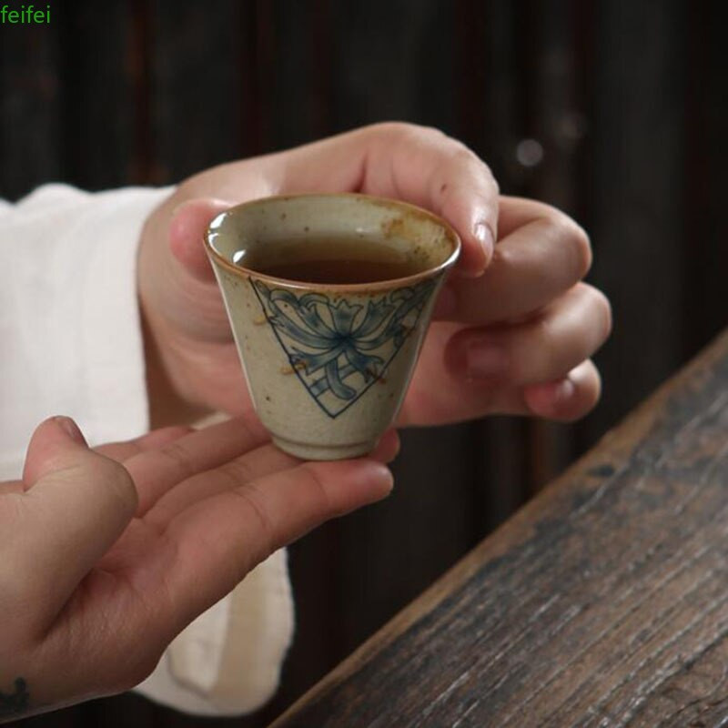 3kom/set 50ml Kungfu šalica za čaj Ru Kiln Ručno oslikana keramička jedna zdjela za čaj Kuhinjsko posuđe za čaj Alat za ispijanje čaja