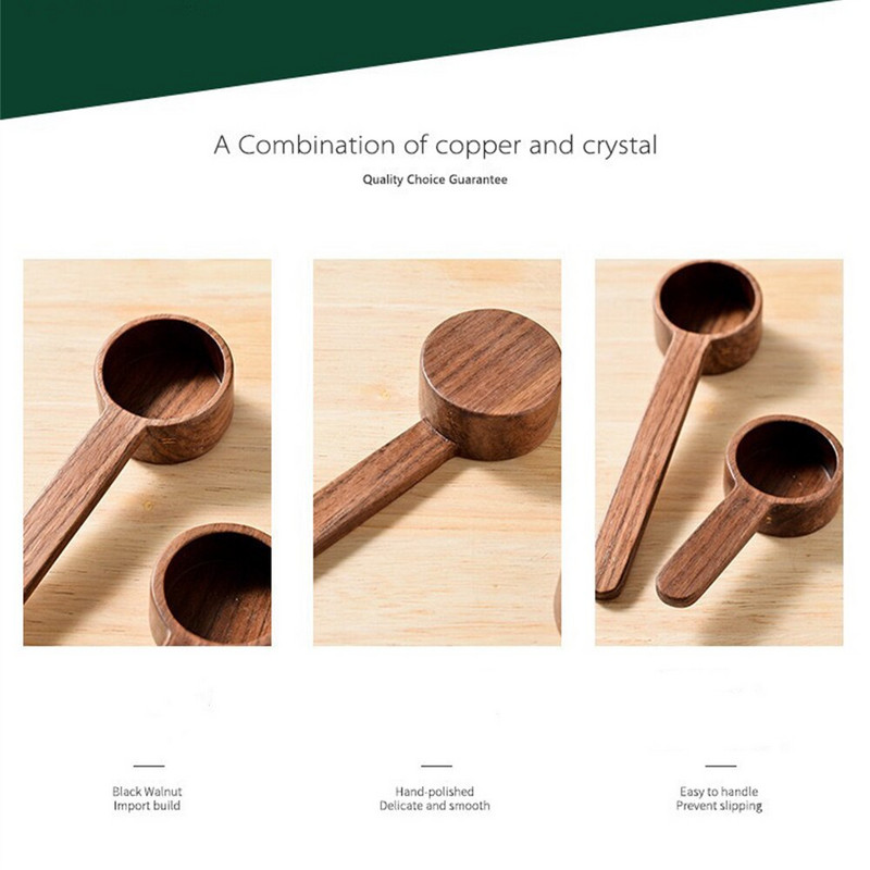 1 buc lingură din lemn de nuc pentru acasă linguri de măsurare creative portabile boabe de cafea lingură zahăr lapte praf lingură unelte de bucătărie