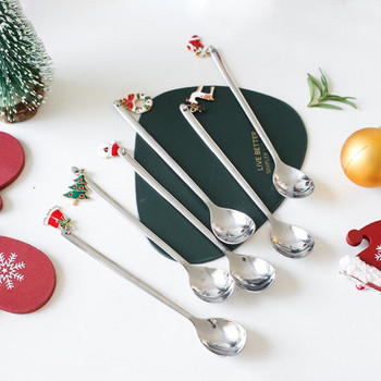 6 τμχ/σετ Ανοξείδωτες μπάλες τσαγιού σετ δώρα Χριστουγεννιάτικη κουζίνα δημιουργικά κουτάλια καφέ με χαριτωμένα στολίδια Μπαλάκια καφέ Νέα