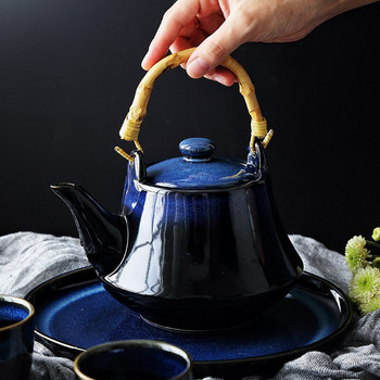 2021 Чайник с дизайн на синьо котешко око Традиционна китайска керамична чаша за чай Следобеден чай Комплект съдове и прибори за домашен декор Чаени прибори