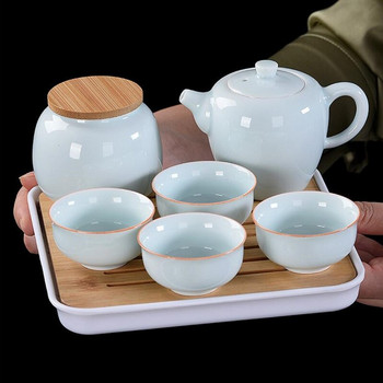 Комплекти за чай за пътуване Изящна форма Ръчно изработен комплект чаши за чайник Китайски чайници Церемония Подарък GungFu Чаша за чай Чаена посуда Droshipping