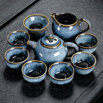 Luxusný čínsky jednoduchý čajový riad, kompletná sada na ľadové praskliny pre domácnosť, retro keramický čajový hrnček Ru Ware