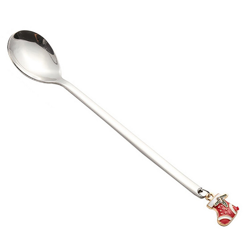 6 vnt Naujųjų metų nerūdijančio plieno Kalėdų šaukštas Kalėdų dovanos vakarėlio stalo papuošalai Pienas kavos šaukštas Kalėdų virtuvės dekoro indai