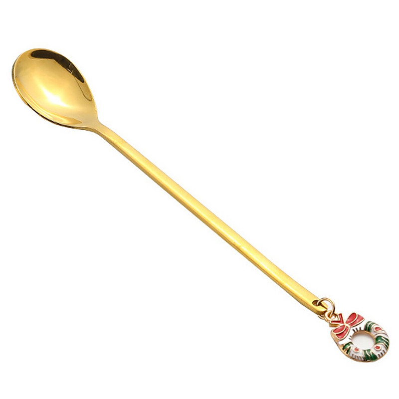 6 vnt Naujųjų metų nerūdijančio plieno Kalėdų šaukštas Kalėdų dovanos vakarėlio stalo papuošalai Pienas kavos šaukštas Kalėdų virtuvės dekoro indai