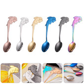 6 vnt. Praktiški puikūs subtilūs ir saugūs desertiniai serviravimo šaukštai Delfinų dizaino šaukštai Kavos šaukšteliai namams