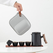 Kínai Kung Fu utazási teáskészlet Kerámia mázas teáskanna teáscsésze Gaiwan porcelán teakészlet Vízforraló Teáskészletek Italkészletek Teaceremónia