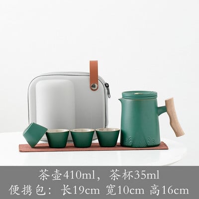 Kínai Kung Fu utazási teáskészlet Kerámia mázas teáskanna teáscsésze Gaiwan porcelán teakészlet Vízforraló Teáskészletek Italkészletek Teaceremónia