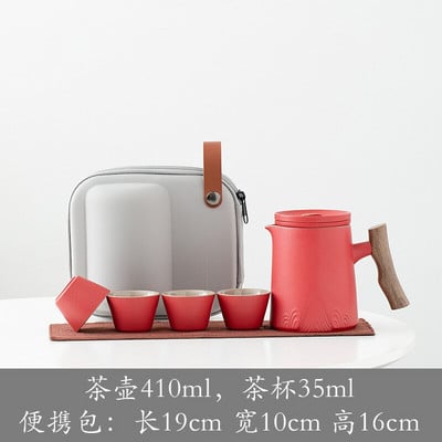 Kínai Kung Fu utazási teáskészlet Kerámia mázas teáskanna teáscsésze Gaiwan porcelán teakészlet Vízforraló Teáskészletek Italkészletek Teaceremónia