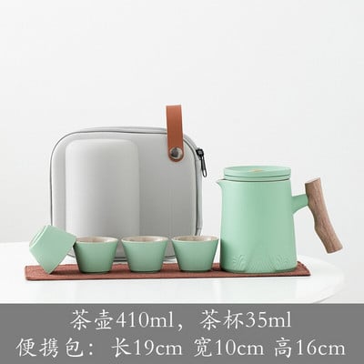 Kínai Kung Fu utazási teáskészlet Kerámia mázas teáskanna teáscsésze Gaiwan porcelán teakészlet Vízforraló Teáskészletek Italkészletek Teaceremónia