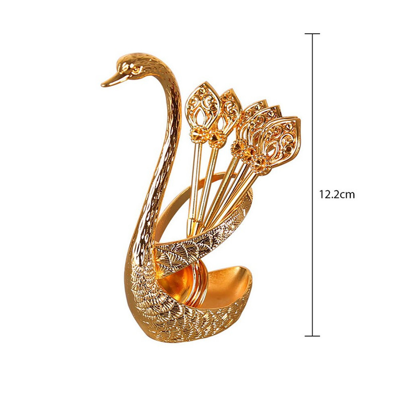 Gyümölcskanál készlet dekoratív hattyúalappal kávé desszert tortához Desszert kanalak készlet Kanalak készlet otthoni használatra NIN668