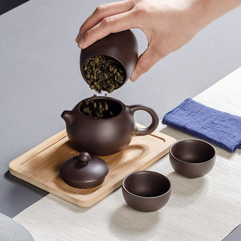 Комплект чайници в японски стил Пурпурна глина Пътуващ керамичен чайник Преносими комплекти прибори за чай Tabak Takimlari Кухненски трапезарен бар DJ60TS