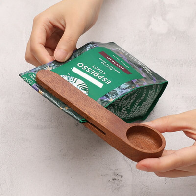 2 az 1-ben többfunkciós kávéskanál fából készült konyhai kellékek.