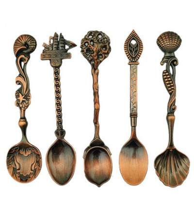 Винтидж деликатна лъжица за кафе Луксозна аристократична европейска малка лъжица Сладки креативни лъжички за подправки за десертна торта