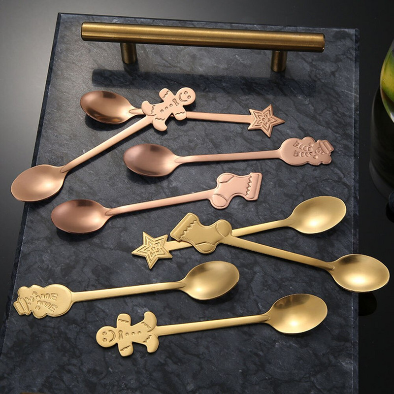 Háztartási rozsdamentes acél kanál kávéskanál Karácsonyi ajándékok Konyhai kiegészítők Evőeszközök Dekoráció Valentin nap esküvői ajándékok