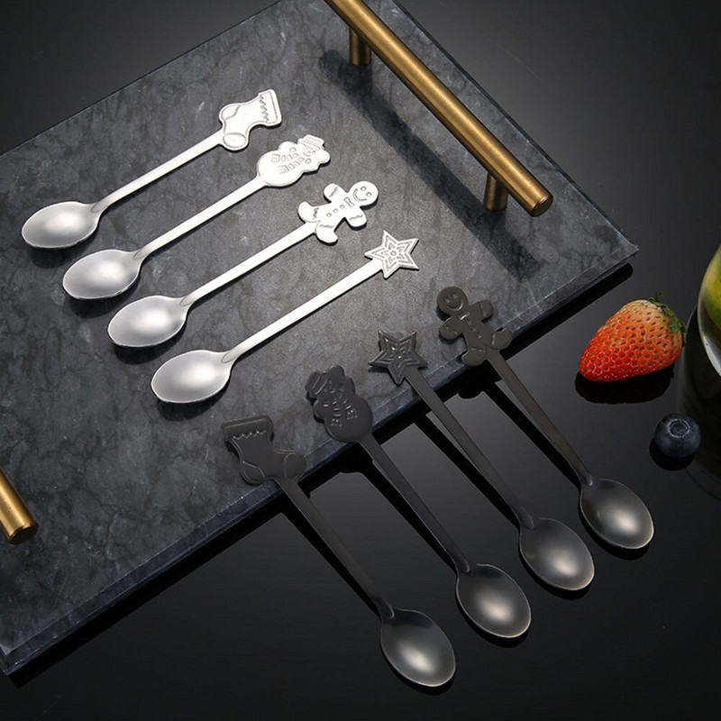 Háztartási rozsdamentes acél kanál kávéskanál Karácsonyi ajándékok Konyhai kiegészítők Evőeszközök Dekoráció Valentin nap esküvői ajándékok