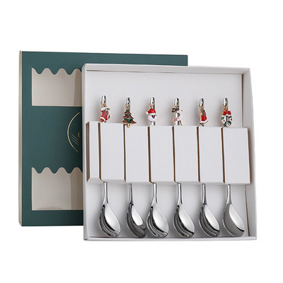 Set de linguri din oțel inoxidabil Linguriță de cafea de Crăciun Supă înghețată Zahăr Desert Furculiță Mixer Bucătărie Cadouri de Crăciun
