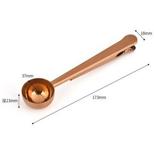 Linguriță de cafea multifuncțională două-în-unu, accesorii de bucătărie din oțel inoxidabil, cu clemă de etanșare pentru sac, lingură de măsurat cafea 5 buc.