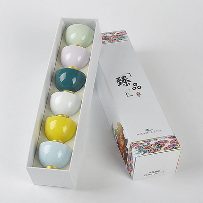 Teáscsésze készlet Kerámia 6 DB Porcelán teástál Mester Pu`er Csésze Tartály Teás edény Kung Fu teáskészlet Italkészlet Kézműves dekoráció díszdoboz