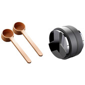 1 bucă tamper de espresso, distribuitor de cafea cu două părți și 2 bucăți de cafea, lingură de cafea măcinată din lemn de fag