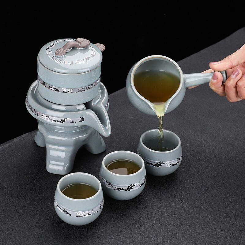 Automatická čajová súprava Ge Yao, čajový riad, kanvica na čaj, Puer šálky, miska, sitko, kuchynský jedálenský bar, šálka čaju
