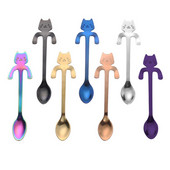 1 bucă lingură de pisică de desene animate din oțel inoxidabil lingură de cafea cu lapte creativă pentru înghețată lingură de ceai accesorii pentru masă