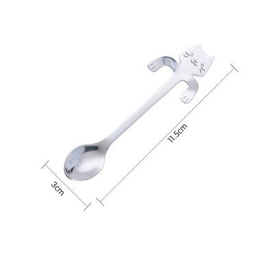 1 bucă lingură de pisică de desene animate din oțel inoxidabil lingură de cafea cu lapte creativă pentru înghețată lingură de ceai accesorii pentru masă