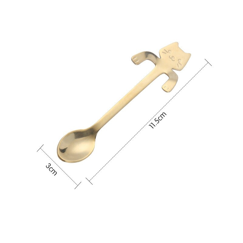 1 bucă lingură de pisică de desene animate din oțel inoxidabil lingură de cafea cu lapte creativă pentru înghețată lingură de ceai accesorii pentru masă