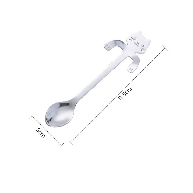 1 bucă lingură de pisică de desene animate din oțel inoxidabil lingură de cafea cu lapte creativă pentru înghețată lingură de ceai accesorii pentru masă
