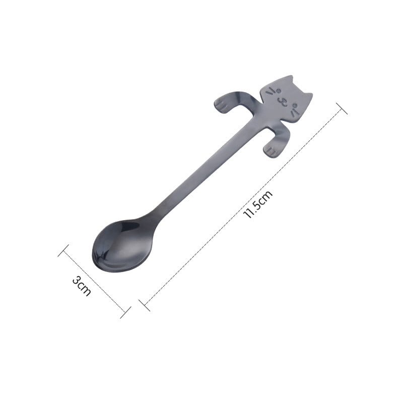 1 bucă lingură de pisică de desene animate din oțel inoxidabil lingură de cafea cu lapte creativă pentru înghețată lingură de ceai accesorii pentru masă