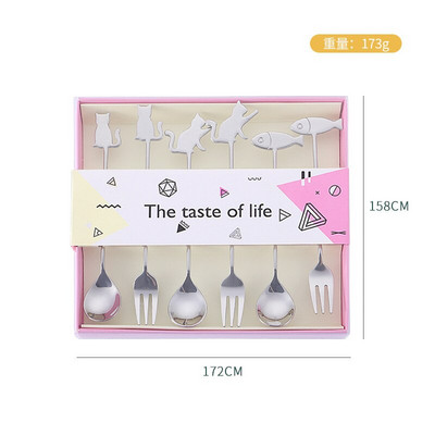 Mini aranyos kávéskanál 304 rozsdamentes acél karikatúra macska halkanál teáskanál desszert uzsonnakanál tej gyerekeknek kanalak étkészletek