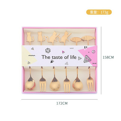 Mini aranyos kávéskanál 304 rozsdamentes acél karikatúra macska halkanál teáskanál desszert uzsonnakanál tej gyerekeknek kanalak étkészletek