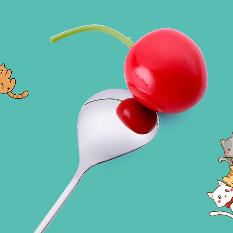 Mini aranyos kávéskanál 304 rozsdamentes acél karikatúra macska halkanál teáskanál desszert uzsonnakanál tej gyerekeknek kanalak étkészletek