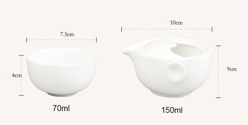 Kínai mintás Fehér kerámia utazó teáskészlet 1 csésze+1 potporcelán utazó elegáns gaiwan teáscsésze, teáscsésze teáskanna Teáskanna