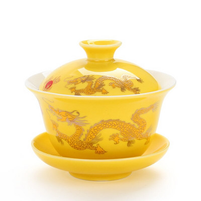 Keramický čajový riad Gaiwan, veľká miska gai wan z bieleho porcelánu, šálka Zisha, kung-fu šálka, ručne maľovaná miska na čaj, čajová súprava, tepelne odolná
