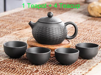 Творчески комплект за чай Филтър за саксии за чай TeaPot Beauties Ръчно изработени лилави глинени прибори за чай персонализирани подаръци Комплект съдове за напитки Чаша за напитка Puer