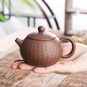 Творчески комплект за чай Филтър за саксии за чай TeaPot Beauties Ръчно изработени лилави глинени прибори за чай персонализирани подаръци Комплект съдове за напитки Чаша за напитка Puer