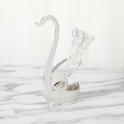 Linguriță de metal în stil european, cutie de depozitare pentru lebădă, lingură de aur, fructe de modă, desert drăguț, set de linguri creative pentru decorarea casei