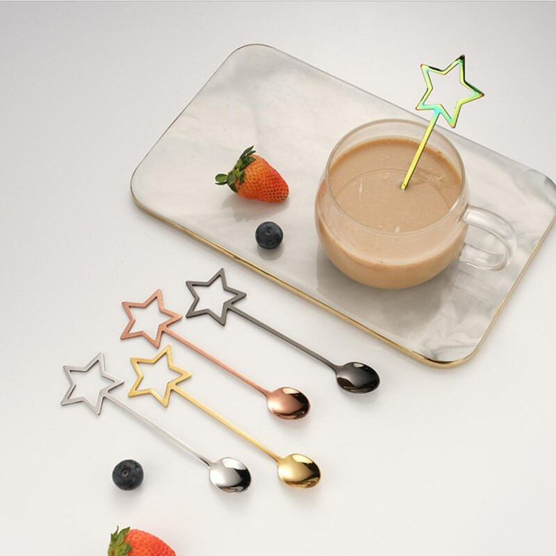 30 vnt Kūrybinis penkiakampis žvaigždutė nerūdijančio plieno kavos šaukštas medaus desertas maišymo šaukštas baras virtuvė restoranas vakarėlio įrankis