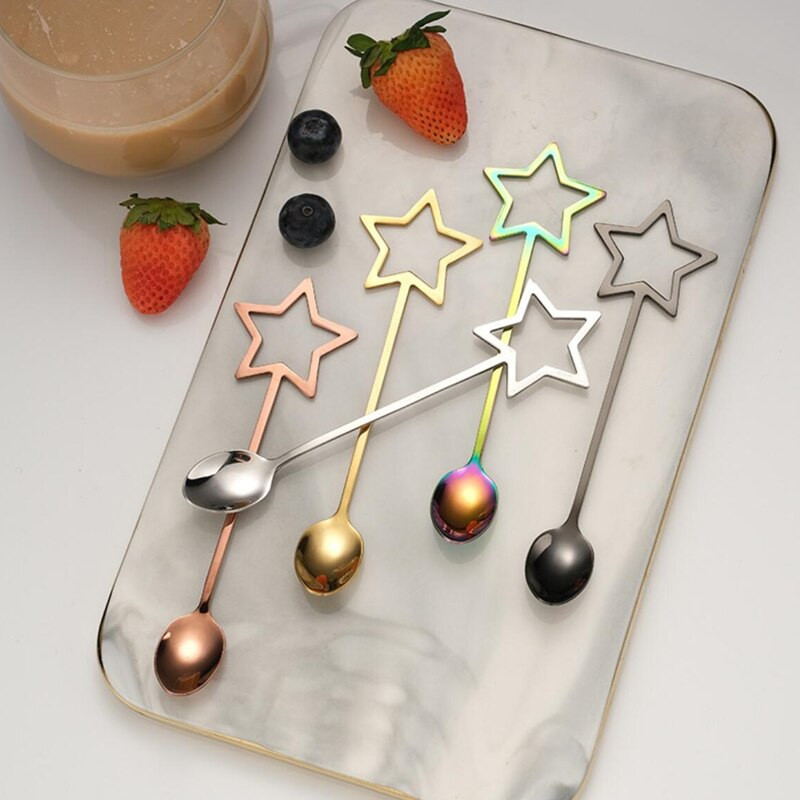 30 vnt Kūrybinis penkiakampis žvaigždutė nerūdijančio plieno kavos šaukštas medaus desertas maišymo šaukštas baras virtuvė restoranas vakarėlio įrankis