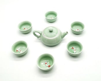 Висококачествен комплект за чай Kung Fu, сервиз за чай с риба Longquan Celadon, керамичен чайник, чайник, керамични съдове за чай, чаша за чай, комплект за чай с риба, сервиз за пиене