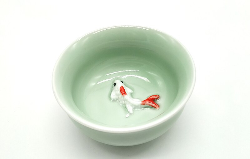 Kiváló minőségű Kung Fu teáskészlet, Longquan celadon hal teáskészlet kerámia teáskanna vízforraló kerámia Teás edény teáscsésze hal teáskészlet ivóeszköz