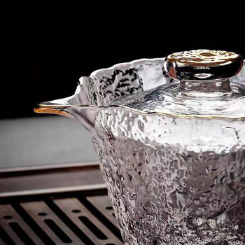 Висококачествен стъклен сервиз за чай с чук, японски чайник, китайски кунг-фу чаши за чаена церемония, чаши за кафе, стъклена чаша, гърне за чай Gaiwan