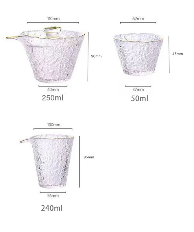 Aukštos kokybės plaktukas stiklinis arbatos rinkinys Japoniškas arbatinukas Kinų Kung Fu arbatos ceremonijos puodeliai Kavos puodeliai Stiklinis puodelis Gaiwan Arbatos puodas