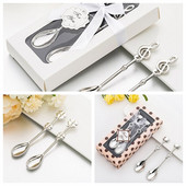 (50Pcs/lot=25Sets) Darovi za vaš poseban dan, srebrna glazbena nota, žličica za kavu, vjenčani darovi, pokloni za zabavu na temu čaja